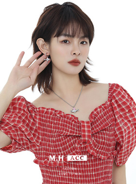 粉色锆石飞机项链女款原创设计感精致百搭颈链时尚气质新款锁骨链