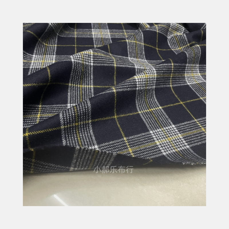 藏青色灰白精纺羊毛呢格子布料西服套装裤子半身裙设计师服装面料 - 图3