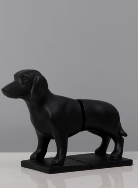 黑色小狗书靠办公室书架摆件样售楼部板间书档现代新中式软装饰品