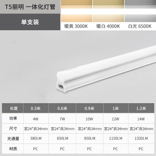 三雄极光led灯管t5一体化全套支架长条灯带光管1.2米家用超亮灯管 - 图0