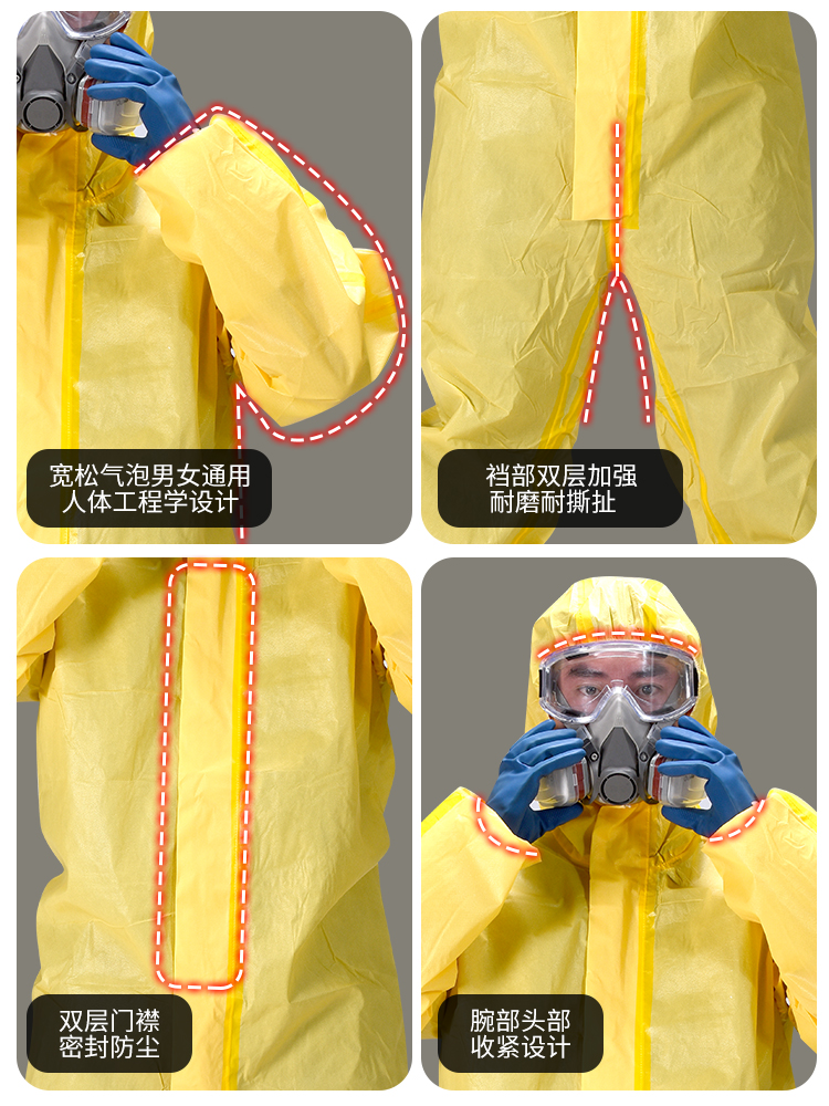 防化服连体耐酸碱全身防护服防腐蚀一次性工作喷漆防毒化学实验室