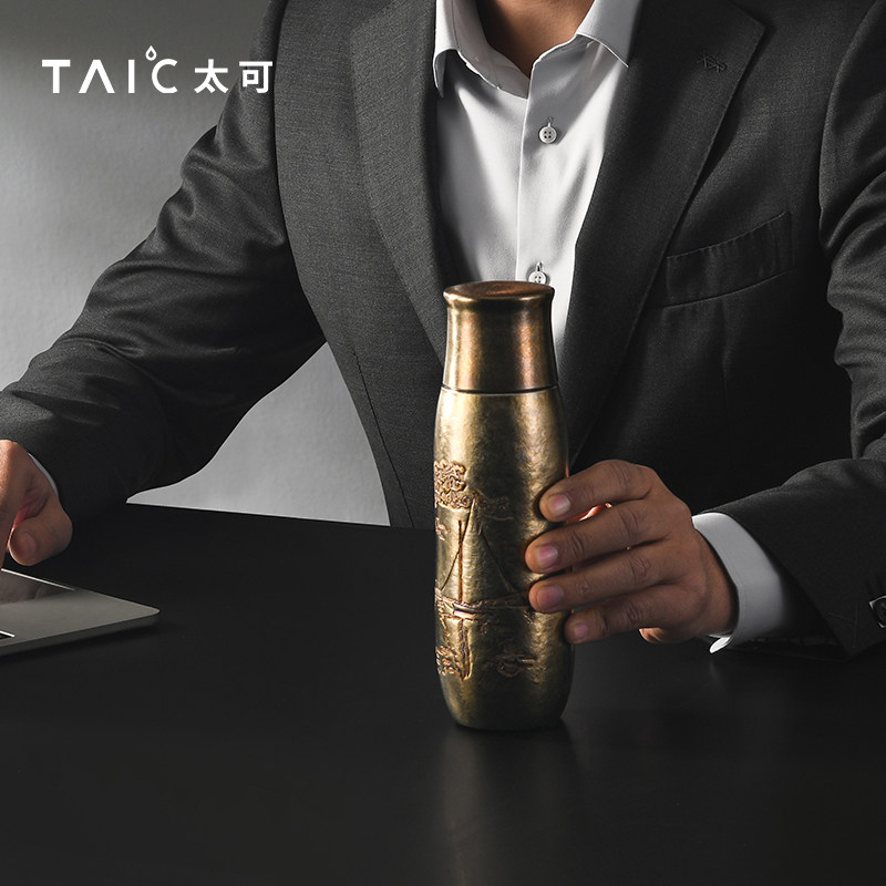 TAIC太可纯钛保温杯送领导轻奢高档水杯手工錾刻钛艺焖茶杯390ml,淘宝优惠券,粉丝福利购,淘宝优惠卷