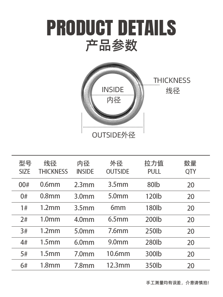 路亚配件单圈环绑钩鱼钩配件无缝环防锈304不锈钢铁板海水垂钓-图1