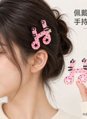 多巴胺猫咪音符发夹儿童碎发夹子