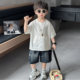 Boys summer style Korean short-sleeved denim shorts set two-pieces