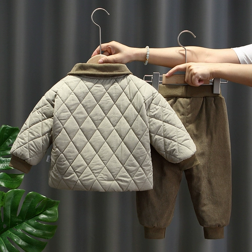 Утепленный детский комплект для мальчиков для раннего возраста, пуховик, детская одежда, в корейском стиле, увеличенная толщина, в западном стиле