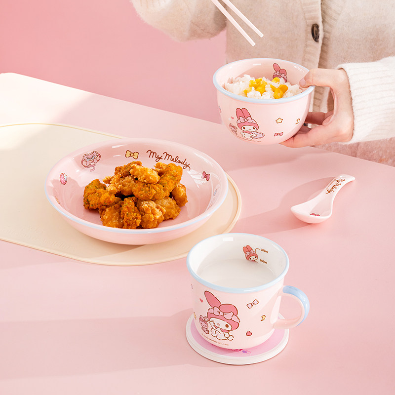 美乐蒂陶瓷餐具女生一人食家用高颜值碗碟套装儿童可爱饭碗盘组合,淘宝优惠券,粉丝福利购,淘宝优惠卷