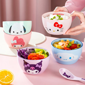 hellokitty陶瓷碗家用可爱米饭碗个人专用2024年新款餐具碗碟套装