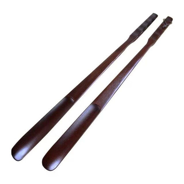 ໄມ້ແຂງ shoehorn ຍາວ handles ໃນຄົວເຮືອນ walnut ເກີບໃສ່ເກີບສໍາລັບແມ່ຍິງຖືພາໂດຍບໍ່ມີການໂຄ້ງລົງເທິງເຄື່ອງຍົກເກີບທີ່ຂະຫຍາຍດ້ວຍໄມ້