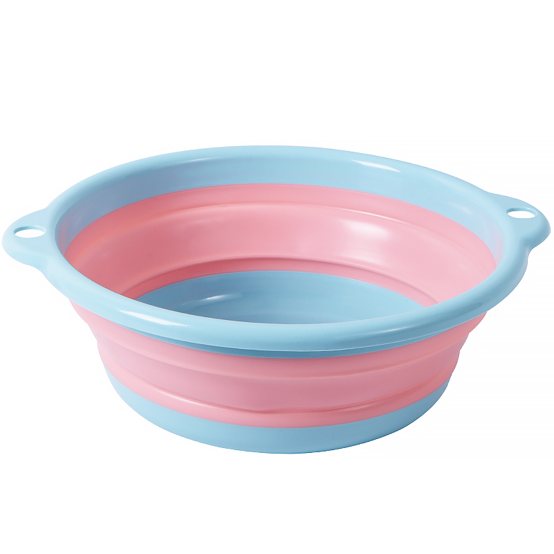 拼色折叠脸盆家用小号便携式旅行塑料盆加厚耐用大号洗脸盆实用 - 图2