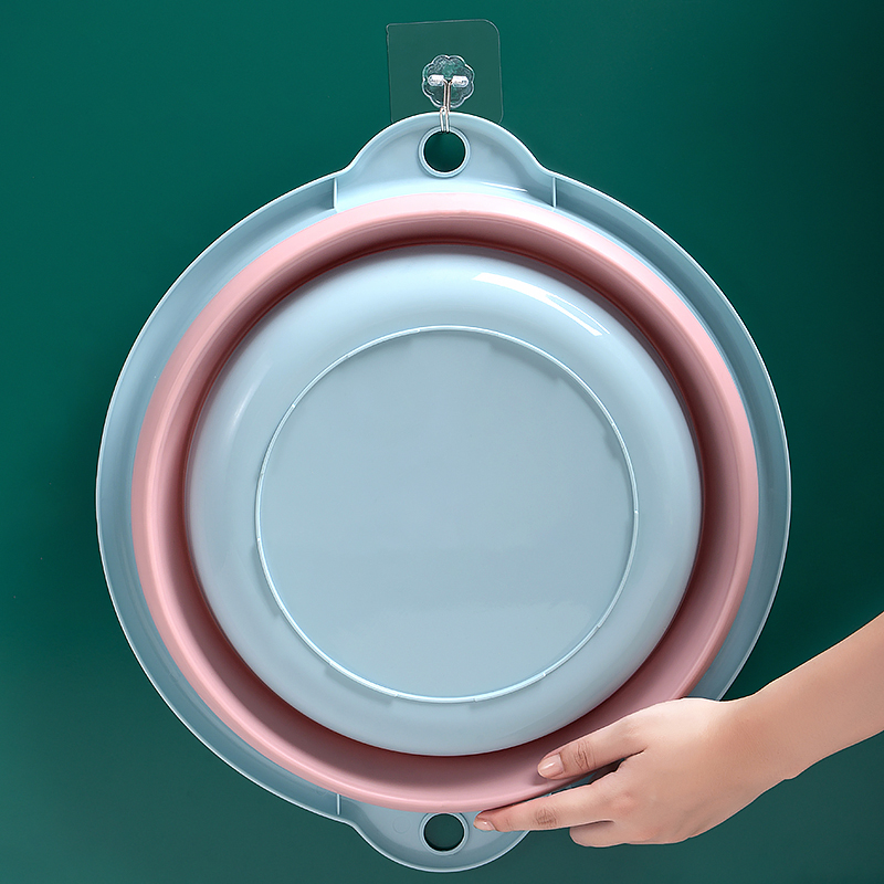 拼色折叠脸盆家用小号便携式旅行塑料盆加厚耐用大号洗脸盆实用 - 图0