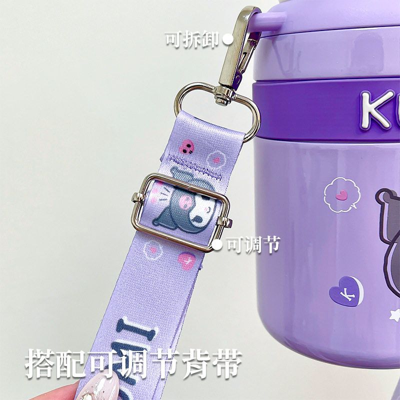 日本MUJIC三丽鸥学生保温杯女生水杯便携杯儿童吸管杯带公仔杯子 - 图1