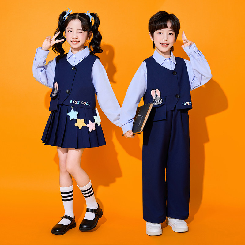 儿童演出服小学生运动会啦啦操幼儿园学院风班服合唱表演服三件套,淘宝优惠券,粉丝福利购,淘宝优惠卷