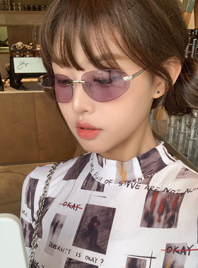 2024新款y2k无框紫色太阳眼镜女