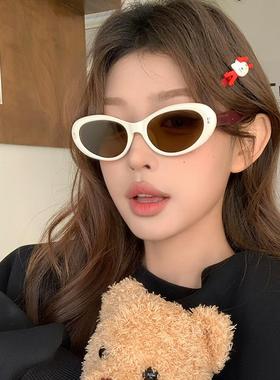 新款复古风白色猫眼墨镜女潮