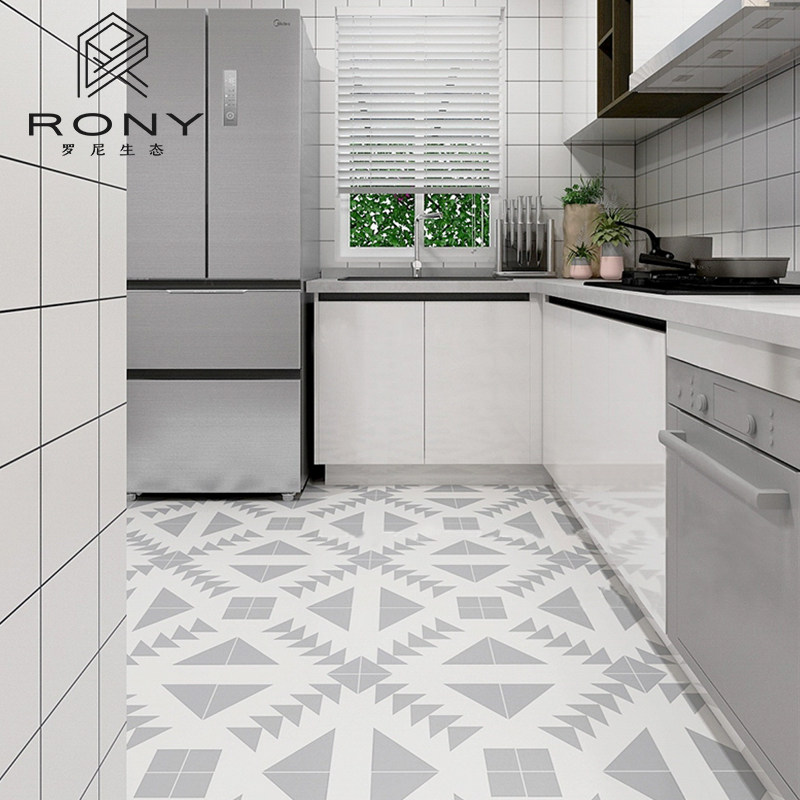 北欧卫生间花砖灰色复古防滑地砖阳台浴室厨房墙砖花片厕所瓷砖 罗尼生态 淘优券