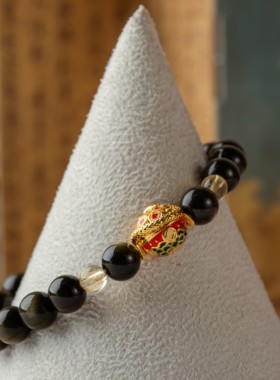 宫里的世界黑曜石金箔情侣手链