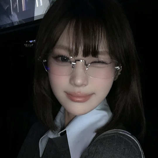No-makeup gold wire rimless glasses for myopic women can be equipped with high-end rimless pure lust anti-blue light silver frames
