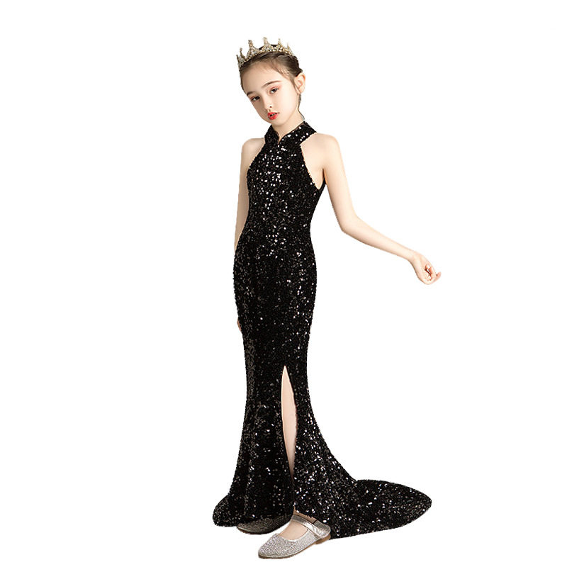 儿童礼服2023欧美新款鱼尾亮片小主持人模特走秀公主裙女童演出服,淘宝优惠券,粉丝福利购,淘宝优惠卷