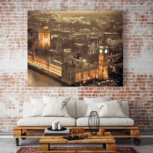 Pindu Modern Urban Building Night Diy Digital Oil Painting Restaurant Restaurant Restaurant Mailbom