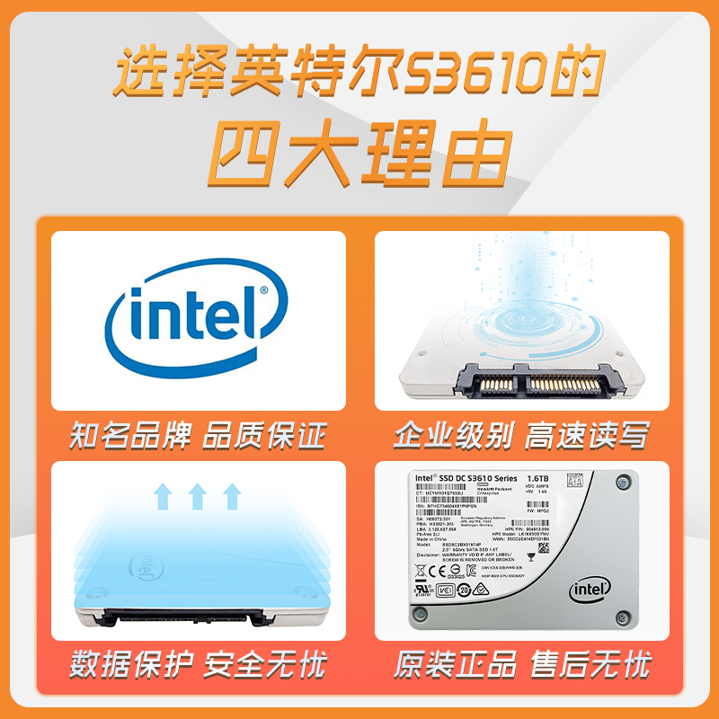 Intel/英特尔 S3610 1.6T HP SSD企业级固态硬盘 MLC颗粒SATA接口-图1