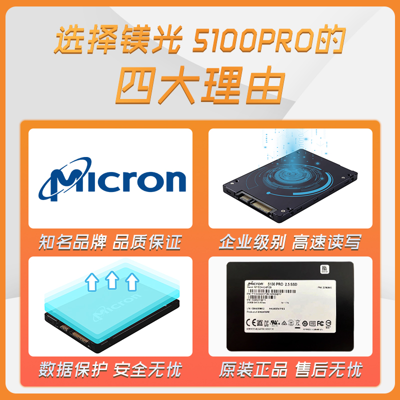 MICRON/ 镁光 5100PRO 240G SSDATA3固态 MTFDDAK240TCB 480G硬盘 - 图1