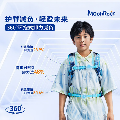 MoonRock梦乐儿童护脊书包1-3年级小学生背包男女童大容量双肩包 - 图1