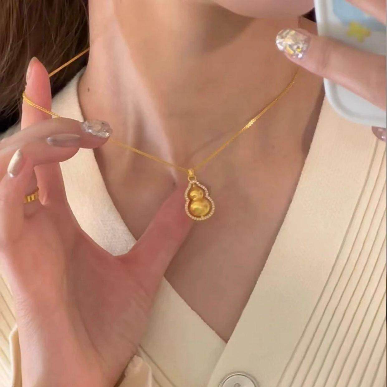 铜合金项链福运葫芦吊坠镶满钻可旋转福禄项链,淘宝优惠券,粉丝福利购,淘宝优惠卷