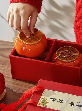 乔迁之喜柿柿如意客厅柿子摆件新居入户装饰搬家入宅用品礼物全套