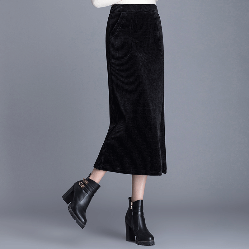 加厚雪尼尔新款长裙筒裙长款半身裙 都市慧慧半身裙