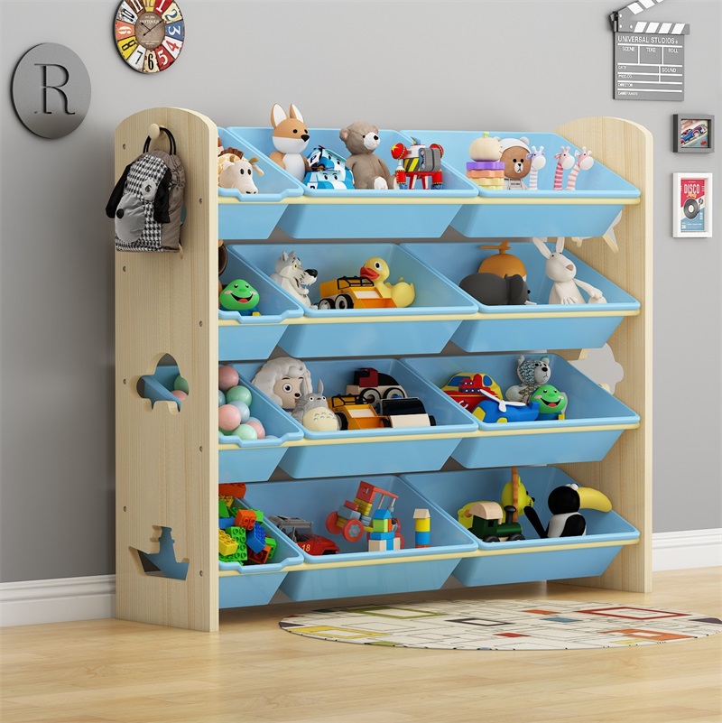 实木儿童玩具收纳架客厅置物架落地式书架多层整理架储物柜绘本架 - 图1