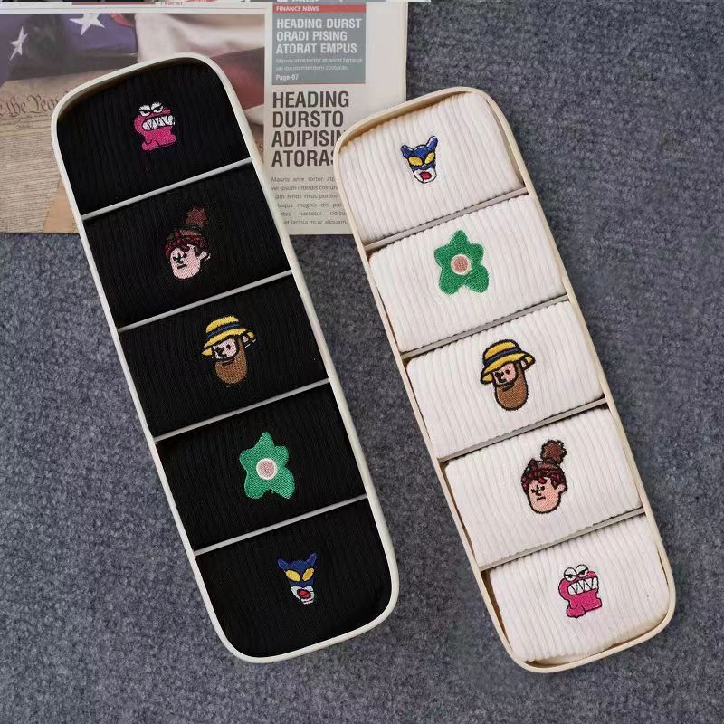 KUUK秋季袜子韩版ins潮袜男吸汗防臭中筒袜运动篮球袜长袜黑短袜 - 图1