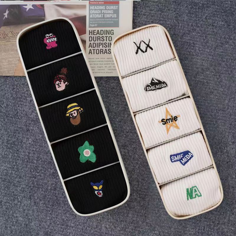 KUUK秋季袜子韩版ins潮袜男吸汗防臭中筒袜运动篮球袜长袜黑短袜 - 图2