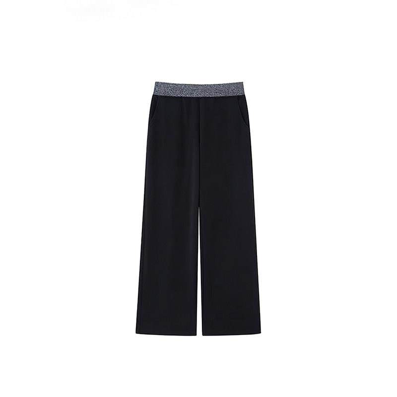 香港黑色拼接休闲运动裤女秋冬加绒胖mm高腰宽松显瘦阔腿拖地裤子,淘宝优惠券,粉丝福利购,淘宝优惠卷