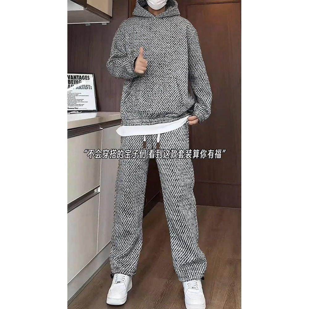 休闲运动套装男款潮牌秋冬小香风穿搭男生一整套加绒加厚卫衣卫裤,淘宝优惠券,粉丝福利购,淘宝优惠卷