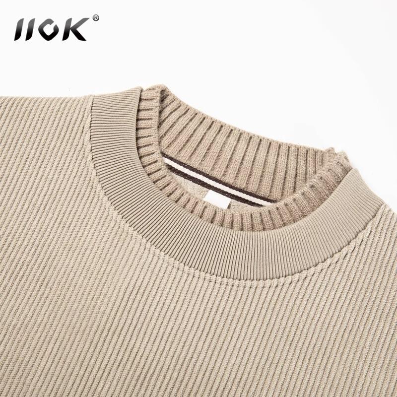 II.OK半高领卫衣男士秋冬季加绒加厚长袖T恤刺绣毛衣内搭上衣新款 - 图2