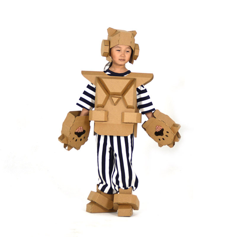 机器人服装幼儿园纸箱铠甲手工制作材料儿童可穿戴纸板金刚玩具