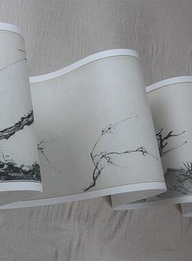 :1北京故宫名画真迹复制品渐江作品 清代 弘仁r 松梅图卷28x466cm