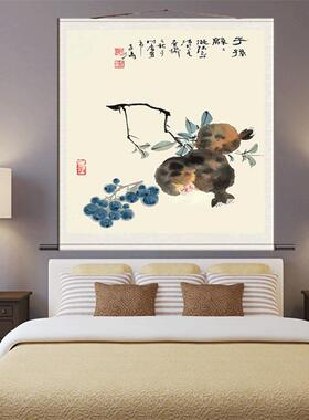 方挂画帆布条花鸟书法字画百财图s招财挂画丝绸卷轴画白菜静字书