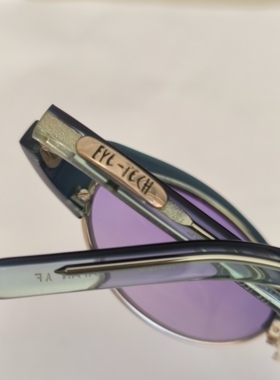 外贸原单浅色太阳镜椭圆形女士墨镜时尚个性蓝色框紫色树脂镜片