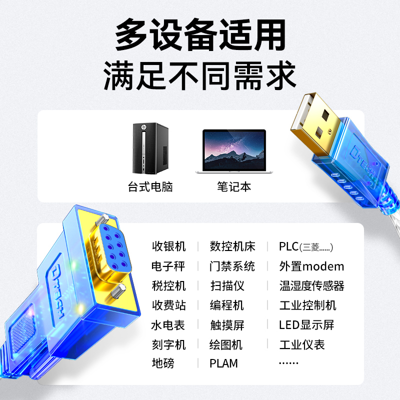 usb转232串口线rs232公母头db9针转9孔pl2303串口线0.5米串口-图2