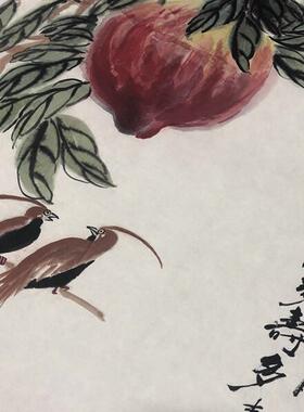 画高仿复制书画礼品艺术微Y喷装裱名家-齐白石-多寿图