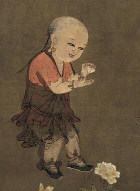 计盛货郎图国画f复制 绢本高清微喷新中式挂画 人物图案家居装饰