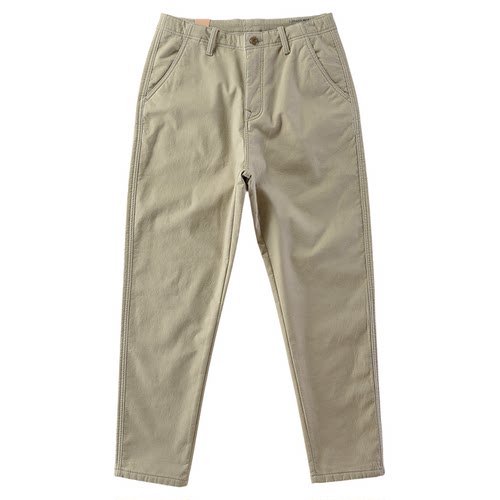 秋冬加绒加厚保暖小直筒休闲裤男暗格纹防风Chino软壳工装长裤子 - 图3