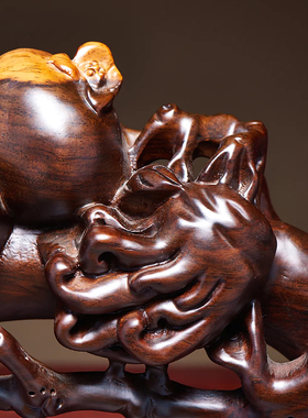 黑檀木寿桃如意摆件吉祥物上档次