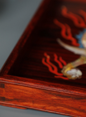 小叶紫檀螭吻普洱茶盘