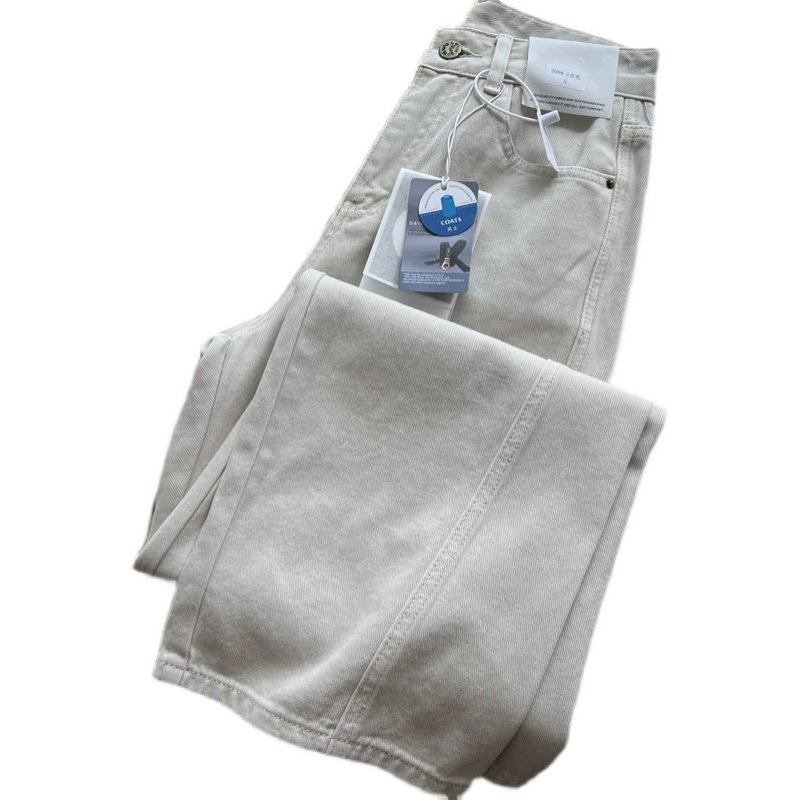 自带长腿效果！很洋气的灰杏色高腰显瘦窄版阔腿裤 直筒拖地长裤,淘宝优惠券,粉丝福利购,淘宝优惠卷