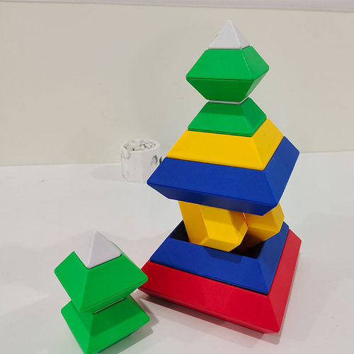 幼儿园早教桌面益智套塔拼插积木堆塔菱形百变金塔 儿童塑料玩具 - 图1