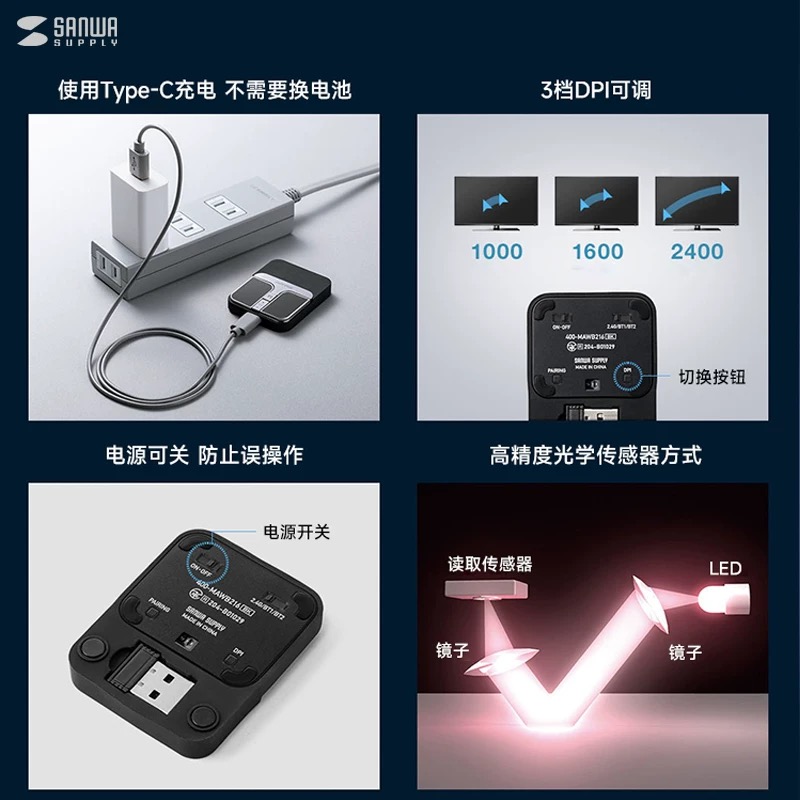 Japan SANWA wireless mouse bluetooth dual mode