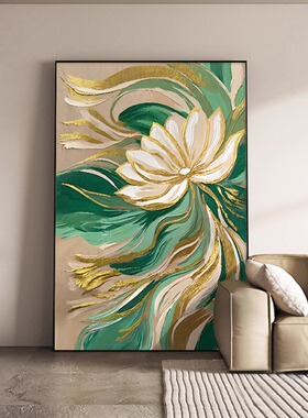 绿色金箔花卉家大叶大客厅装饰画